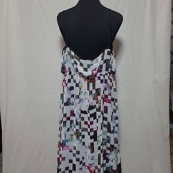 Lane Bryant Midi Dress Sleeveless Square Print Chiffon Multicolor 18/20 - Picture 5 of 11